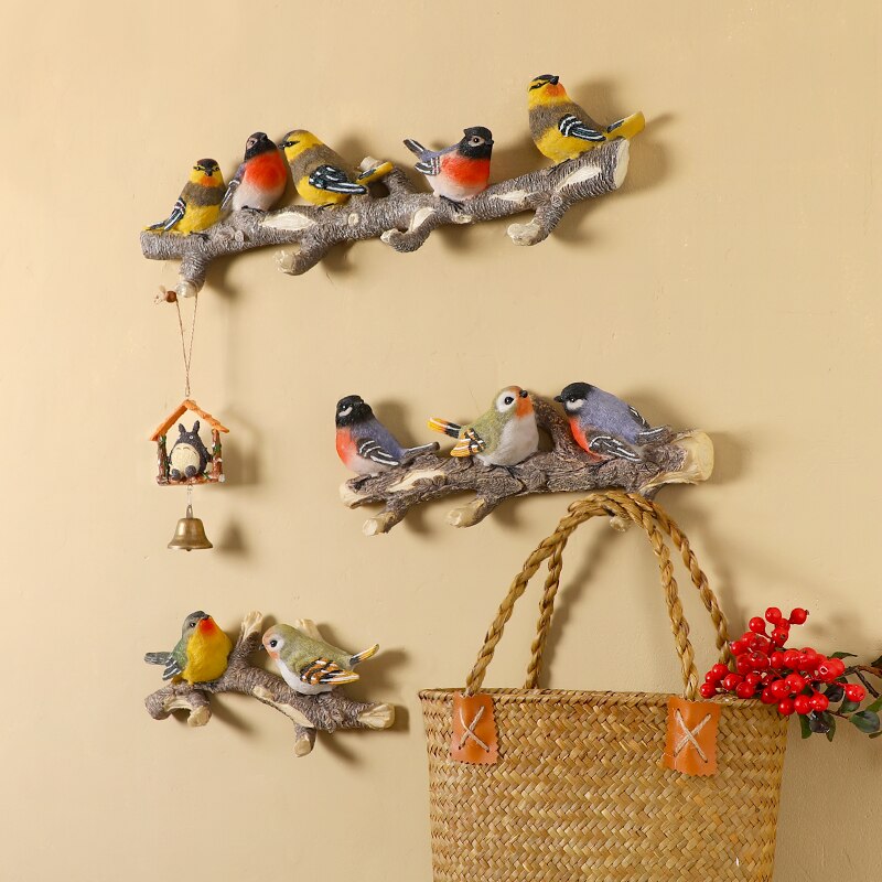 Amerikaanse Creatieve Muur Hanger Craft 3D Stereo Hars Vogels Haak Veranda Jas Sleutel Haak Rack Muur Opknoping Ornamenten Muurschilderingen Decoratie