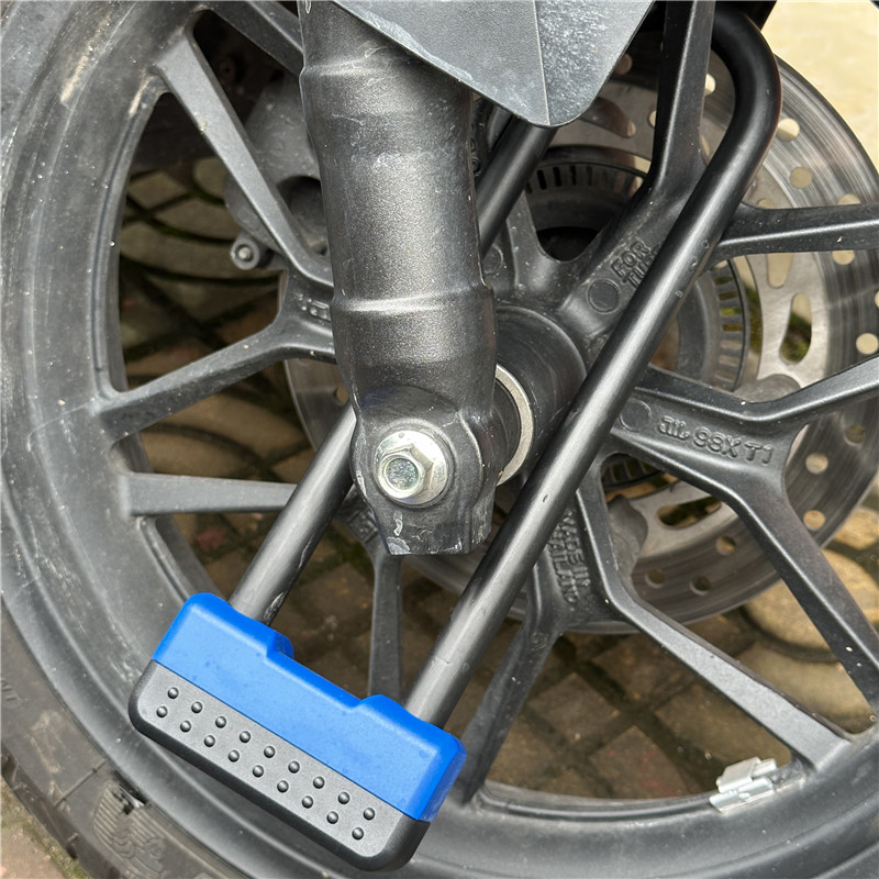Falante Diebstahlsichere Mountainbike-Vorderradgabel U-Schloss Moto-Cross Motorrad Vorderradgabelschloss Wasserdicht Zwei Farben 2 Messingschlüssel