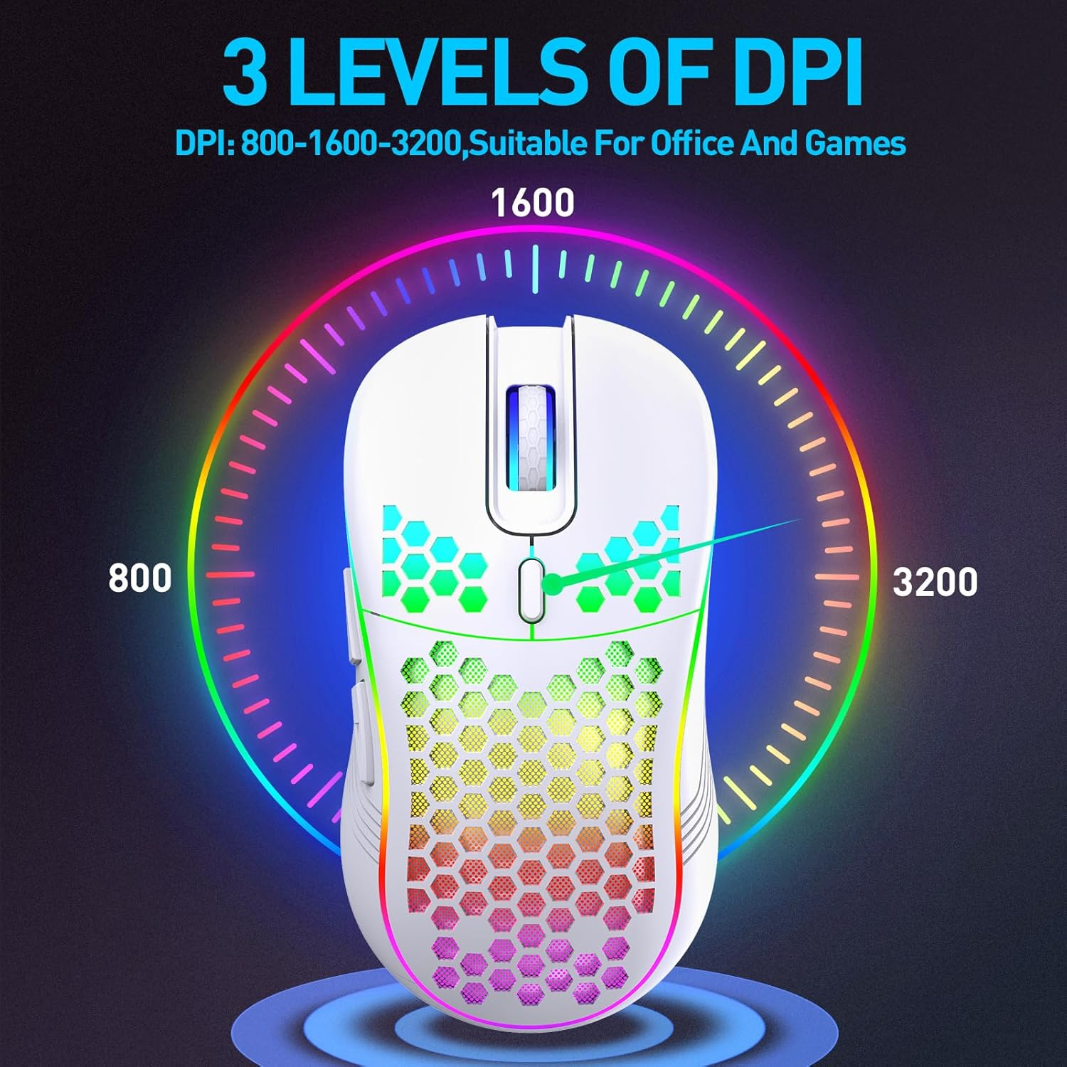 2.4G USB en Type-C draadloze gamingmuis RGB-achtergrondverlichting Oplaadbare verstelbare DPI Ergonomische muizen voor pc Laptop Mac Android