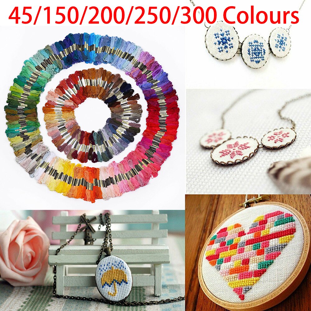 45 150 200 250 300 Coloured Egyptian Cotton Embroidery Cross Stitch Thread Floss Embroidery Floss Kit DIY Sewing Tools