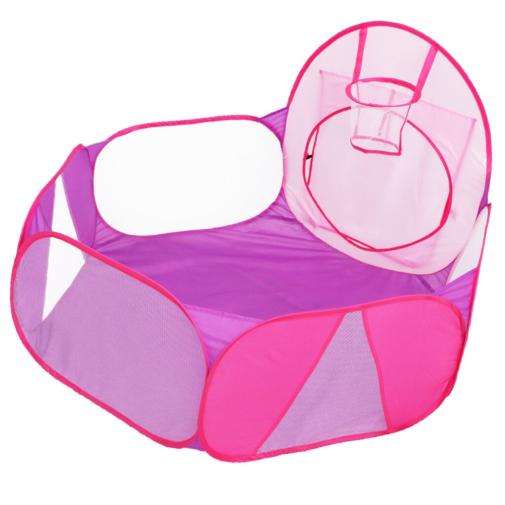 Kids Toddler Pink Purple Ball Pit Playpen Play Tent With Mini Basketball Hoop