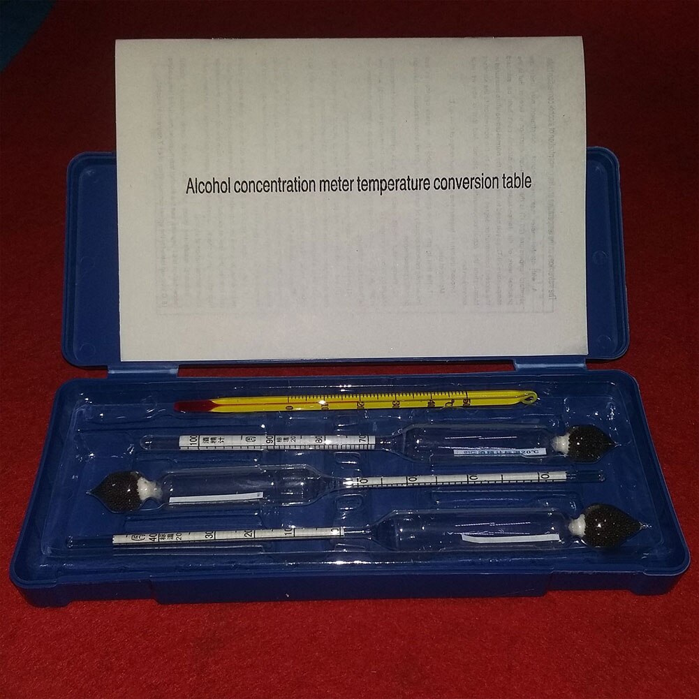 Hydrometer DIY + Thermometer Alcohol Meter Lab Equipment Proof Measure 3Pcs 0-100% Hydrometers Home Alcoholmeter 0-40-70-100