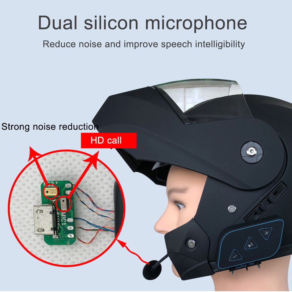 Casque de Moto sans fil Bluetooth 5.0, mains libres, écouteurs stéréo, haut-parleur MP3