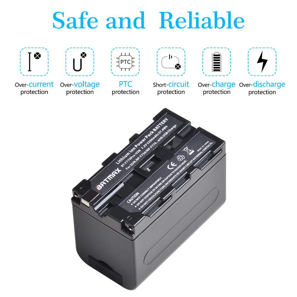 Batmax np -f770 np-f750 np f750 npf 770 batteri med usb ladeutgang til sony np  f970 f960 f550 f570 qm91d ccd -rv100 tru 47e