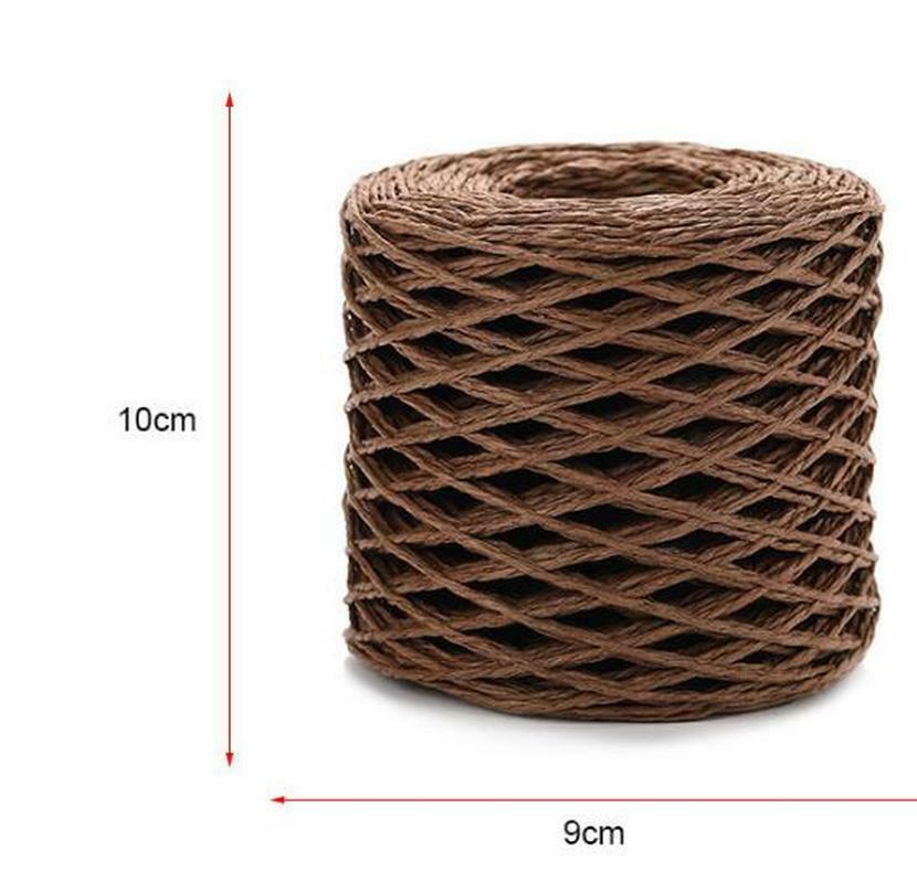 Fil de paille en raphia naturel, 2 rouleaux de 200 mètres, pour Crochet à la main, chapeau de paille d'été, sacs de plage, paniers à tricoter, fils colorés de 2mm: 10