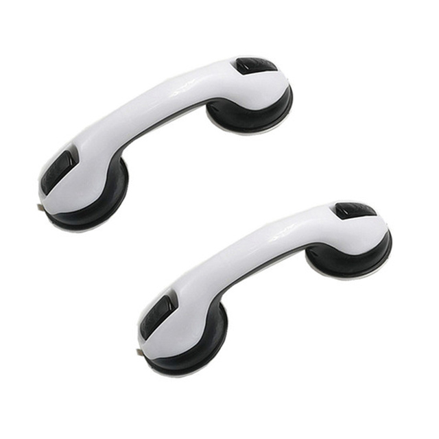 Antislip Grab Bar Badkamer Veiligheid Ondersteuning Wc Handvat Vacuüm Zuignap Leuning Geavanceerde Extra Douche Handvat Voor Douche: 2PCS Black