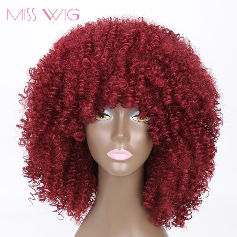 MISS PRUIK lange Kinky Krullend Pruiken Afro Pruik Korte Pruiken voor Zwarte Vrouwen Hoge Temperatuur Fiber Synthetisch Haar Blcak Rood blonde kleur