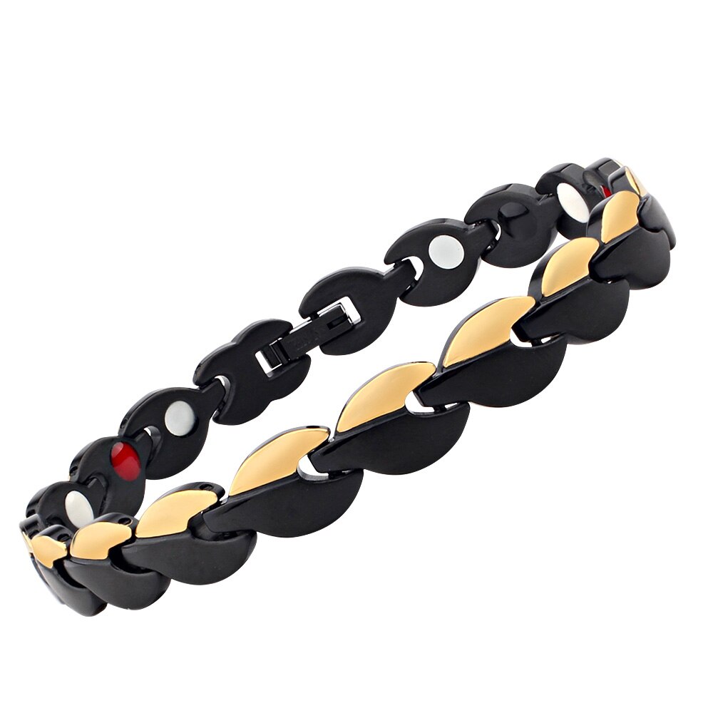 Cienki4U B379 bransoleta ze stali nierdzewnej bransoletka przeciw zmęczeniu dla kobiet mężczyzn magnetyczna bransoletka lecznicza: Black1