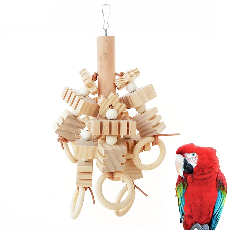 Juguete grande para loros, bloques de madera Natural rasgados, juguete para masticar pájaros, jaula para loros, juguete para morder, protección del medio ambiente, juguete para loros y pájaros