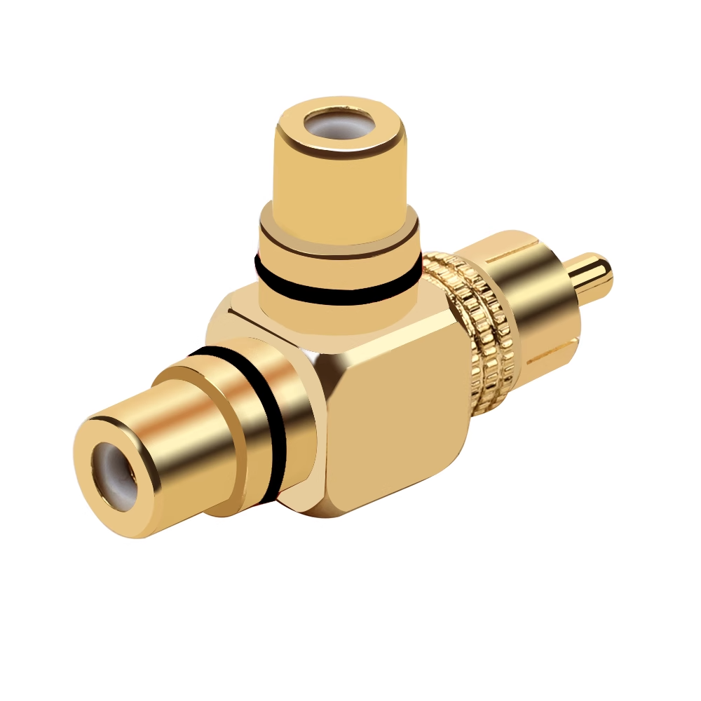 RCA-Adapter, 90 Grad rechtwinkliger Stecker, 1 RCA-Stecker auf 2 schnallen-Buchse, Audio--Video-Y-Splitter, Metallstecker für TV-Lautsprecher: verrotten