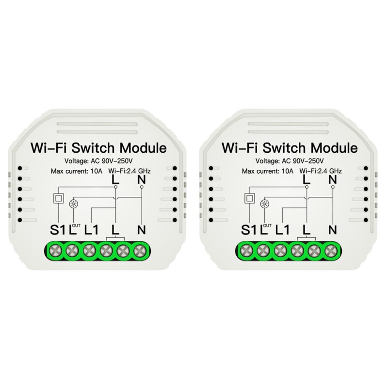 Tuya Smart Life Wifi Switch 90-250V WIFI Switch Module Smart Switch With Removable Rail Module Home Smart Life Tuya APP Socket: 2pcs