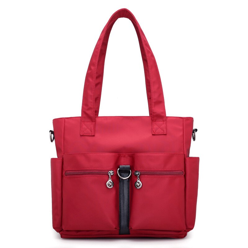 Canvas Tas Vrouwen Schouder Nylon Oxford Doek Women's Bag Hand Schoudertas Grote Zak Grote Capaciteit Luiertas: Rood