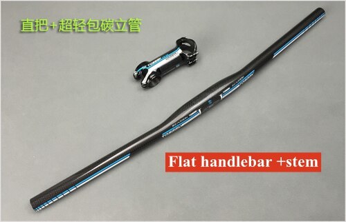 TOSEEK Kohlenstoff Faser Fahrrad Lenker setzt Flachen Anstieg Lenker + vorbau + sattelstütze Mtb Rennrad Bicicleta Fahrrad Teile schwarz blau: 15