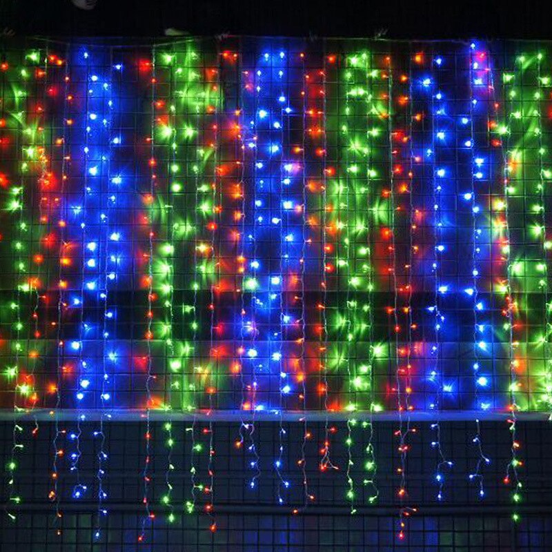 Guirnalda de luces navideñas para exteriores, cortina de luces LED de 16M y 20M, con caída de 0,6 m, para jardín y calle: multicolor / 4M X 0.6M