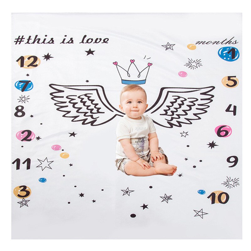 Baby Baby Milestone Cartoon Patroon Foto Props Achtergrond Dekens Spelen Matten Achtergrond Doek Kalender Foto Accessoires