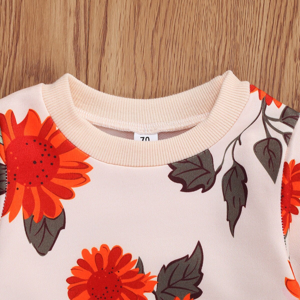 0-24m efterår baby piger drenge tøj sæt blomster print langærmet pullover sweatshirts toppe bukser