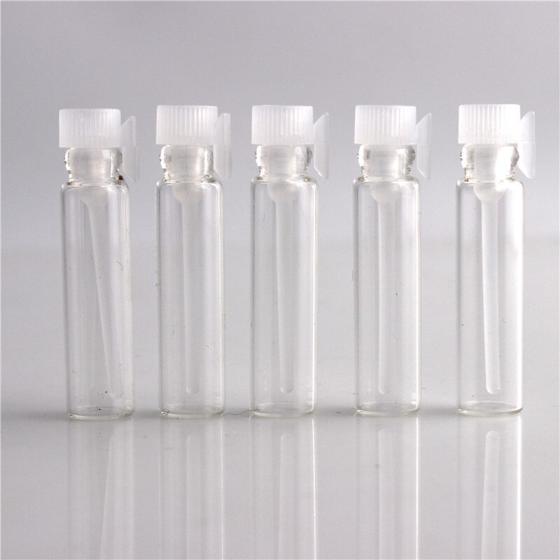 200PCS 1ml 2ml 3ml Perfume Sample Mini Bottle Empty Glass Vials Dropper Container Laboratory Liquid Fragrance Trial Test Tube: 2ml (Transparent Lid