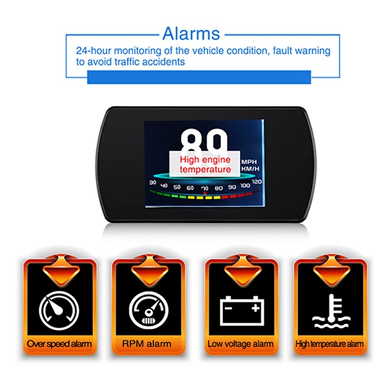 P12 HUD Car Head-Up Display OBD2 Speedometer Digital Car Computer Clear Error Code Overspeed Water Temp Warning Auto Electronics