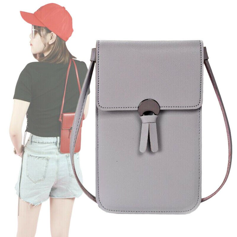 Crossbody Mobiel Beurs Vrouwen Touch Screen Zak Blokkeren Portemonnee Schouder Handtas Terug Touch Screen Mobiele Telefoon Zak: Light Grey