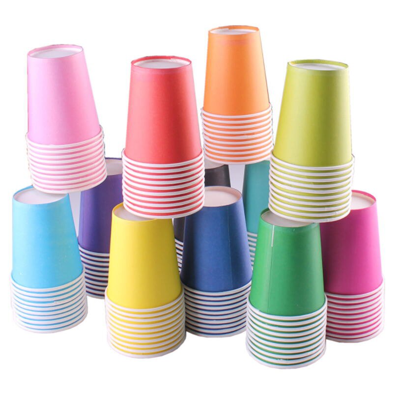 20 stk merke papirkopper 9oz ensfargede papirkopper bursdagsfest servise catering engangs tykk farget