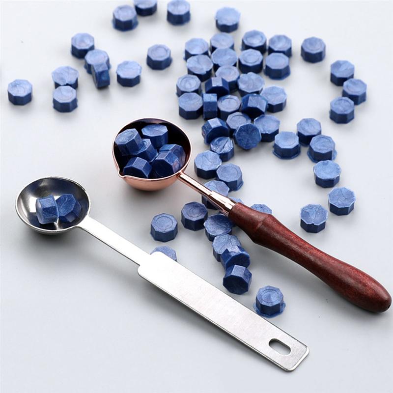 3PCS Sealing Wax Spoon Antique Metal Spoon Paint Spoon Stainless Steel and Wooden Handle Spoon for Seal