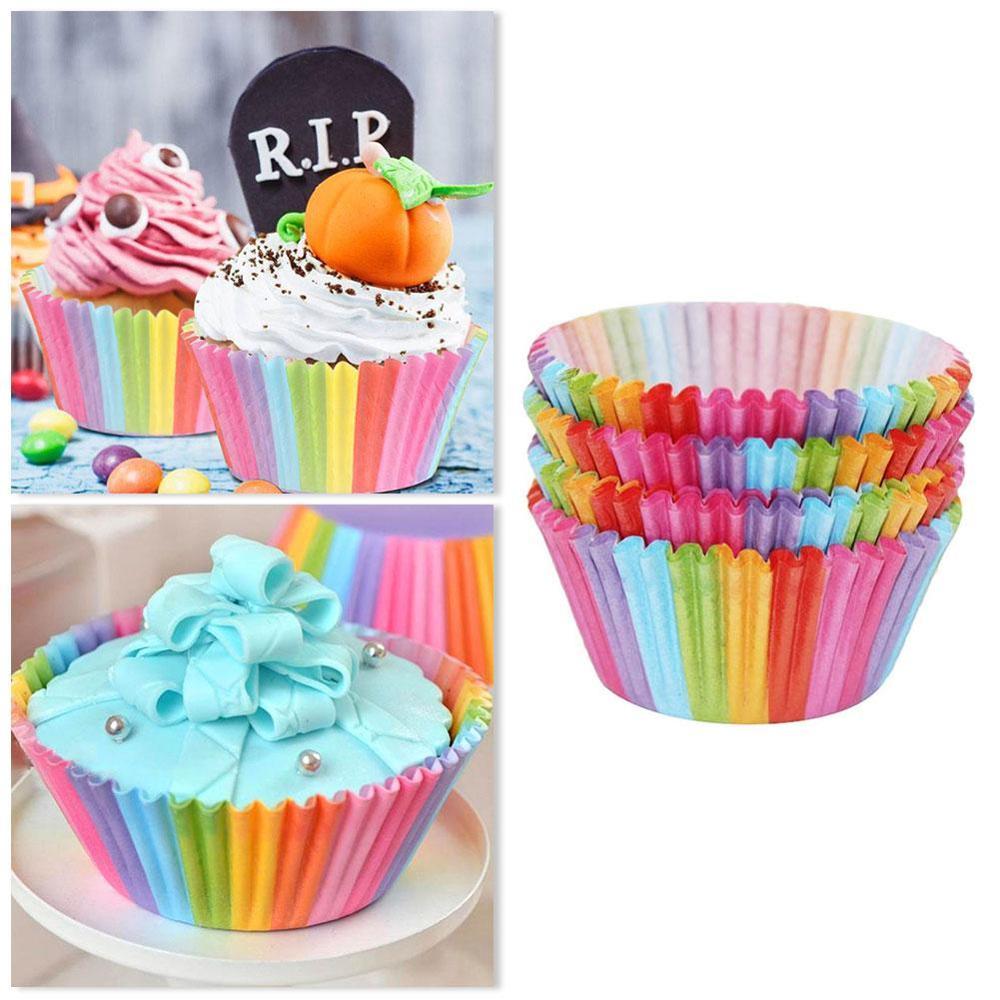 Rainbow Color Cupcake Rainbow Cake Paper Cup Liner... – Grandado
