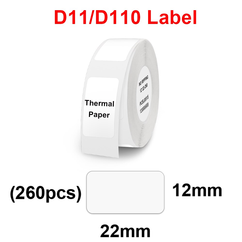 D11 elastyczny kabel papier do Niimbot D11 D110 przenośny Mini bezprzewodowa drukarka etykiet Bluetooth wodoodporny D11 etykieta druku papieru: 12x22mm 260pcs