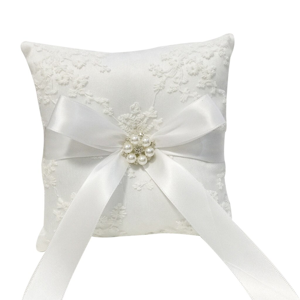 White Lace Wedding Ring Kussen Alliantie Bridal Ringkussen Kussens Bruiloft Huwelijk Ceremonie Decorations✪ω✪