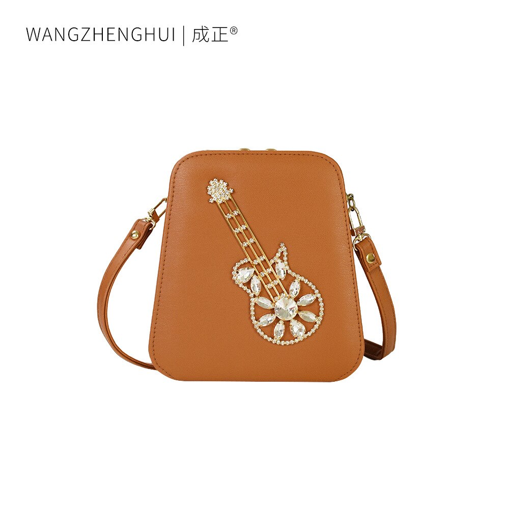 Stijl Pu Mini Vierkante Zak Leisure Kruis Tas Mode Mooie Diamond Ingelegd Diner Bag Veelzijdige Verse Vrouwen tas: Brown