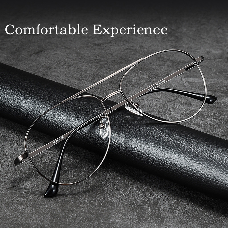 YIMARUILI, gafas de piloto de doble haz a la , montura para hombres y mujeres, gafas graduadas ópticas de titanio puro ultraligeras Retro 2194