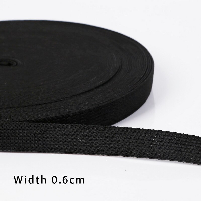 5Yards 6 Mm/8 Mm Zwart/Wit Nylon Platte Dunne Brede Elastische Trim Band Voor Tassen/Kledingstuk/Home Textiel Naaien Accessoires: 0.6cm  Black