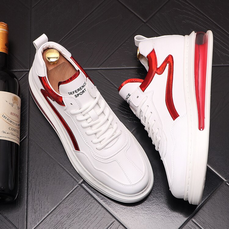 Baskets d'absorption des chocs blanches jeune chaussures décontractées plates Web célébrité hip hop plate-forme chaussures zapatillas hombre: Rouge / 8.5