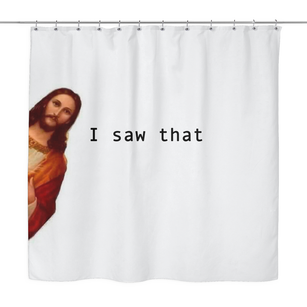 Jezus Gluren Douchegordijn-Grappige Unieke Badkamer Dorm Polyester Waterdicht Decor