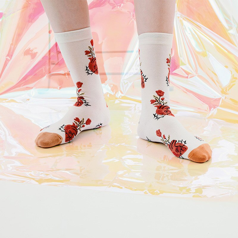 Konstprodukt harajuku love peace tecknad par strumpor hip hop trend andas halkskydd glada strumpor