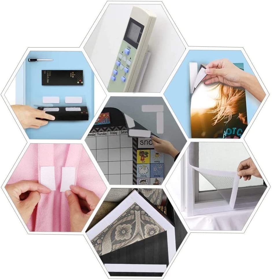 20mm Magic Sticker Tape Self Adhesive Extra Strong Double Sided Adhesive with Sticker Pad Fluffy Hook and Loop Fastener White