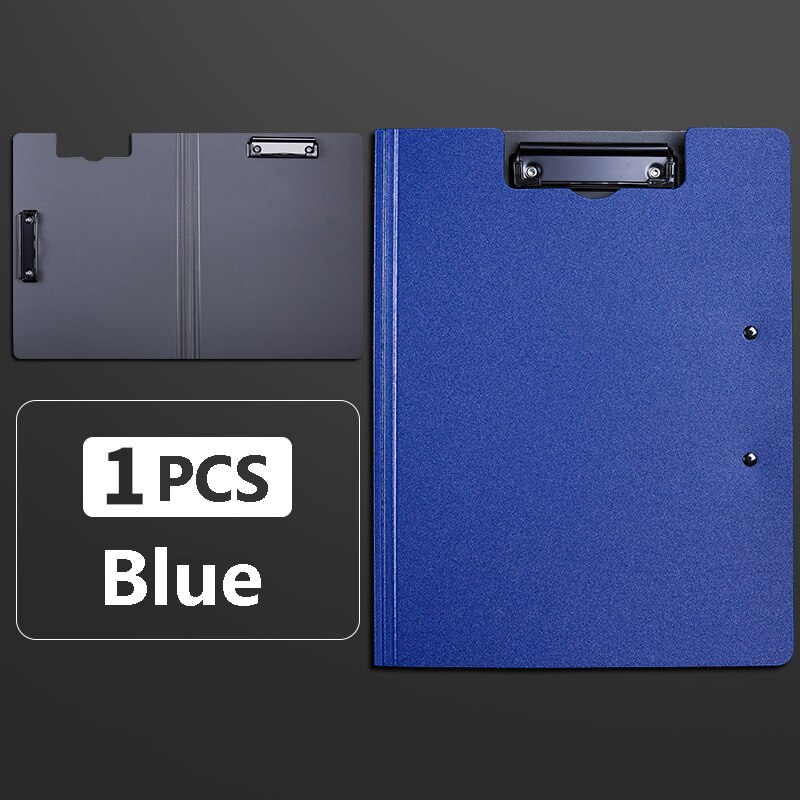 A4 File Folder Clipboard Writing Pad Memo Clip Board Double Clips Test Paper Storage Organizer School Supplies Office Stationary: Blue