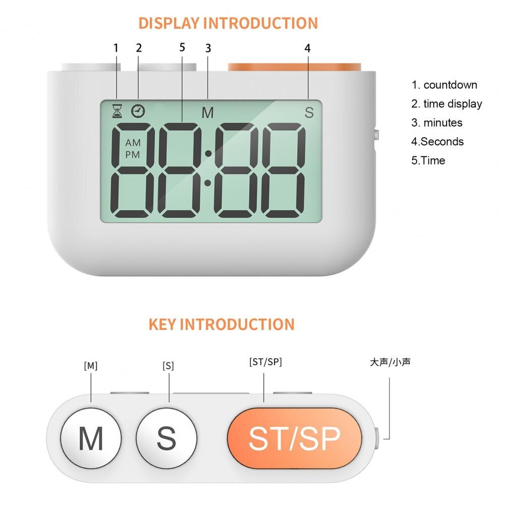 Electronic Digital Timer Reminder 12-24h Magnetic Countdown Clock Timer Kitchen Timer Alarm Clock temporizador тарелки для еды