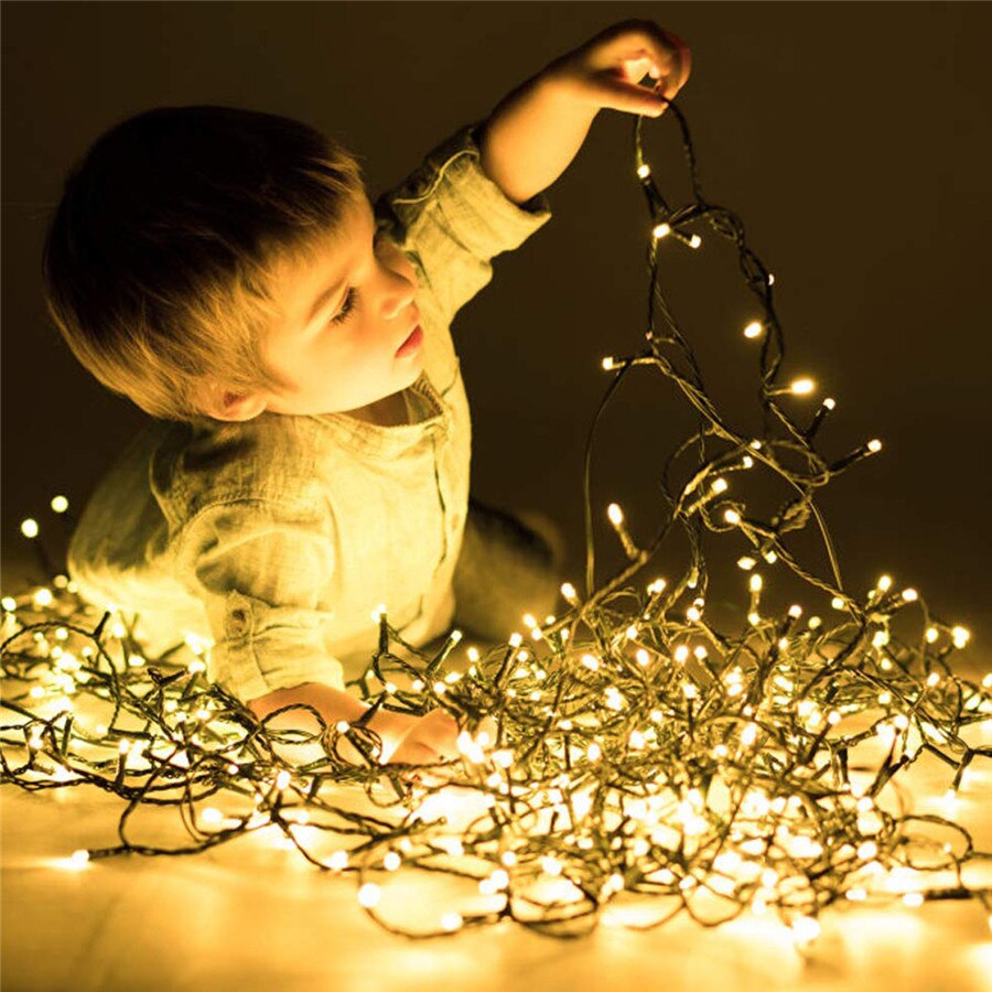 Thrisdr Black Wire Outdoor christmas Lights Led String Fairy Light 100M 50M 8M Christmas fairy light Party Garland light