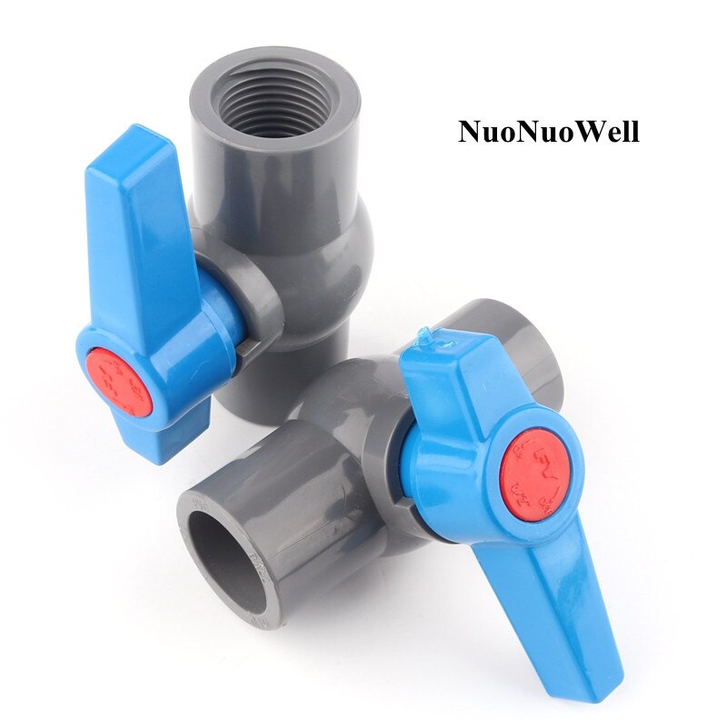 1pc 32mm PVC Ball Valve 1" Female Thread Globe Valve Garden Irrigation Water Pipe Connectors Aquarium Tank Adapter Blue Handle