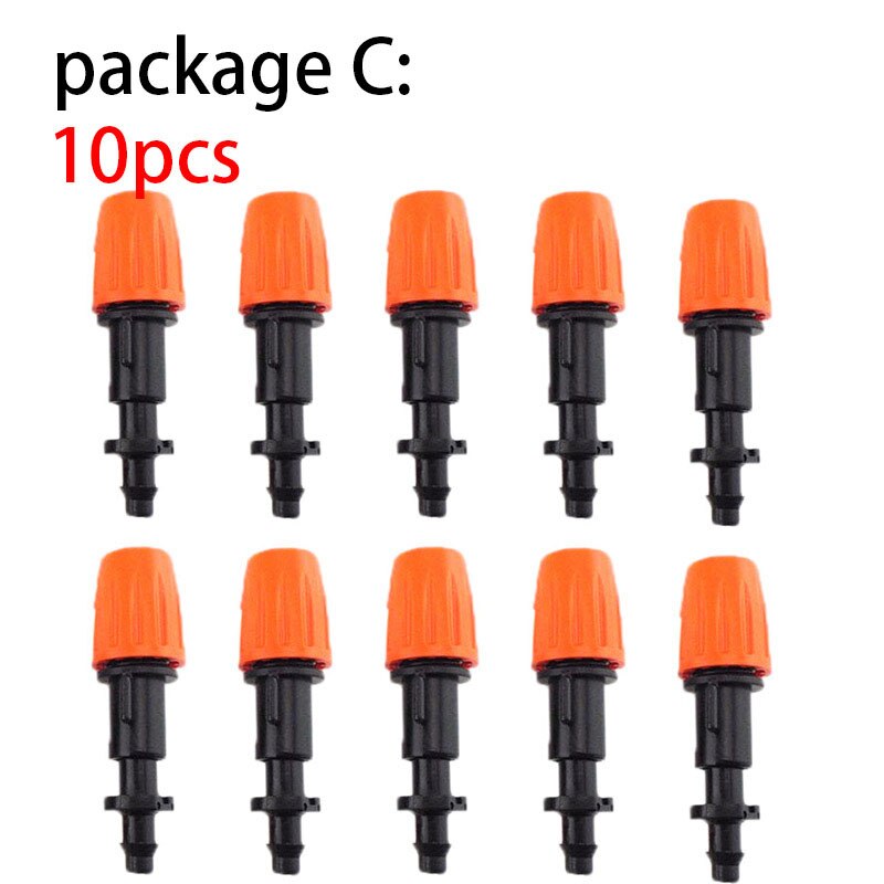 10 st 1/4 &quot; trädgårdsvatten bevattning hängande dimma sprinkler munstycke tee 4/7 slang dimma dimma sprayer kit för trädgårdsarbete växthus: Paket c