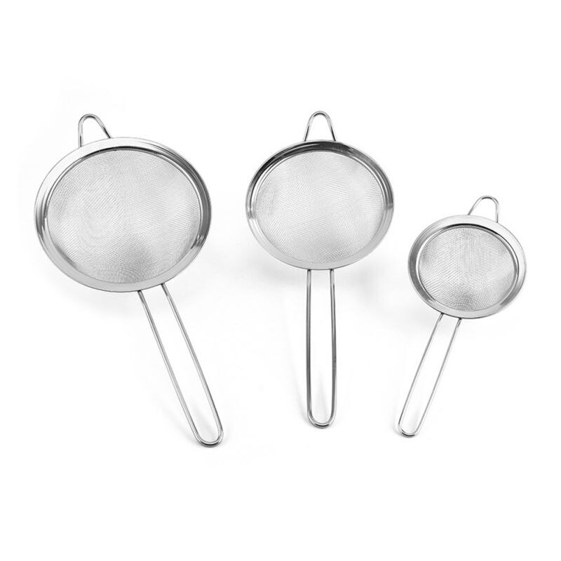 Kjøkken matlagingsverktøy 304 rustfritt stål kjøkken mel sil håndholdt skjerm netting sil mel sil olje sil dørslag 1