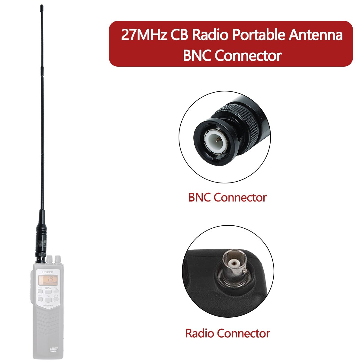 Abbree 27 mhz bnc antenn 42cm handhållen walkie talkie tvåvägs radioantenn för cobra midland uniden anytone cb portable radi