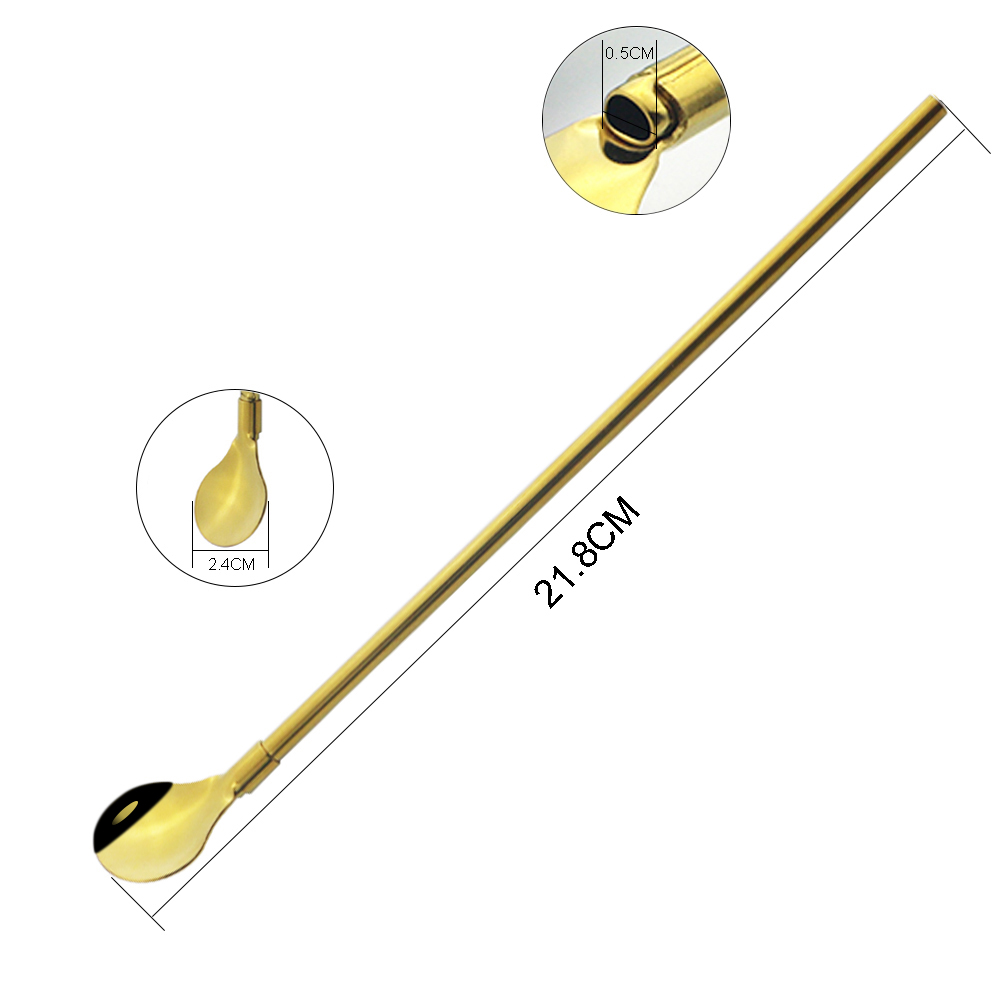 2Pcs Colorful Cocktail Stirring Spoon 18/10 Stainless Steel Metal Straws Reusable Drinking Straw Spoon Bar Coffee Stirring Tools