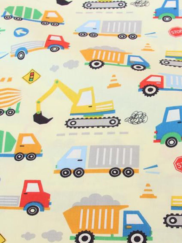 100%  bomuld viaphil mærke tegneserie lastbiler biler konstruktion køretøjer trykte stof bil stof patchwork klud kjole hjem indretning
