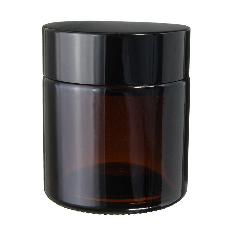 Kiwarm 120ml tomme ravfarvet glaspotte brun krukkebeholderflaske med sorte låg diy husholdningsflaske