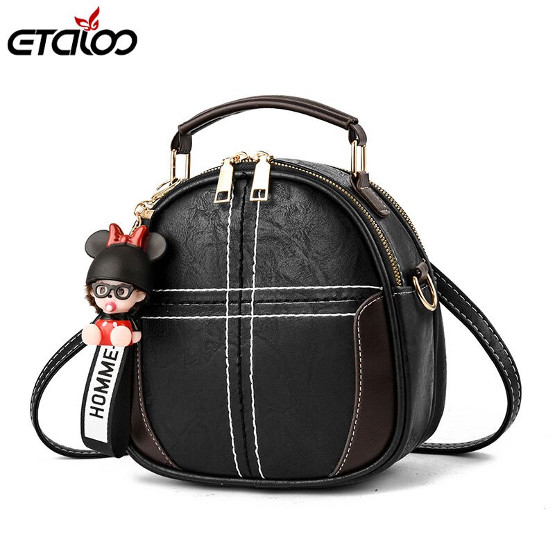 Frauen Handtasche Leder Frauen Umhängetasche Kleine Umhängetasche Handtasche Casual Frauen Taschen: Black