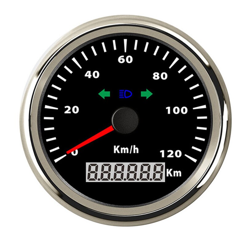 85mm 0-120km/ t gps speedometer 200 km/ t til motorcykelbil båd 12v/24v med rødt baggrundslys: 910-10162- bs