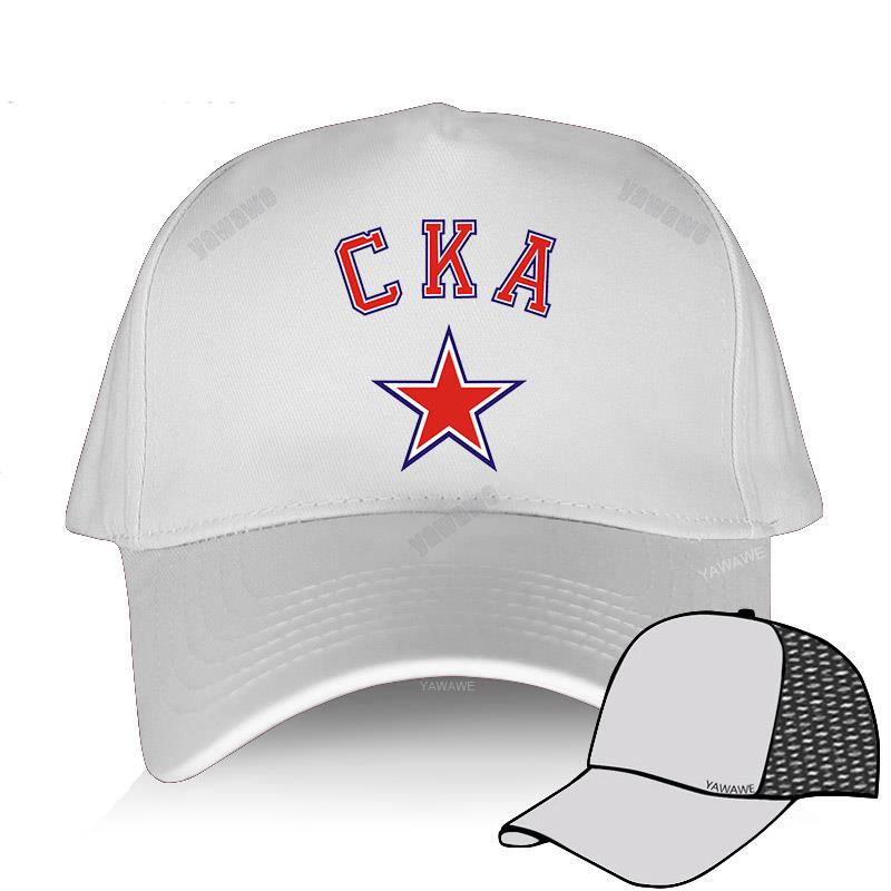 Men&#39;s summer baseball cap black Cotton Adjuatable Hat casual style KHL CKA Russian Hockey Unisex Cool Outdoor Caps: white mesh