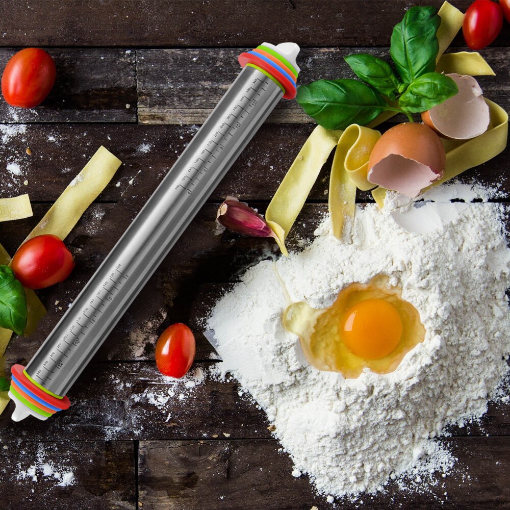 Rolo de massa de rolo de massa de rolo de massa ajustável de aço inoxidável ajustável 4 anéis de espessura ajustável removível pizza pastelaria torta cozimento novo