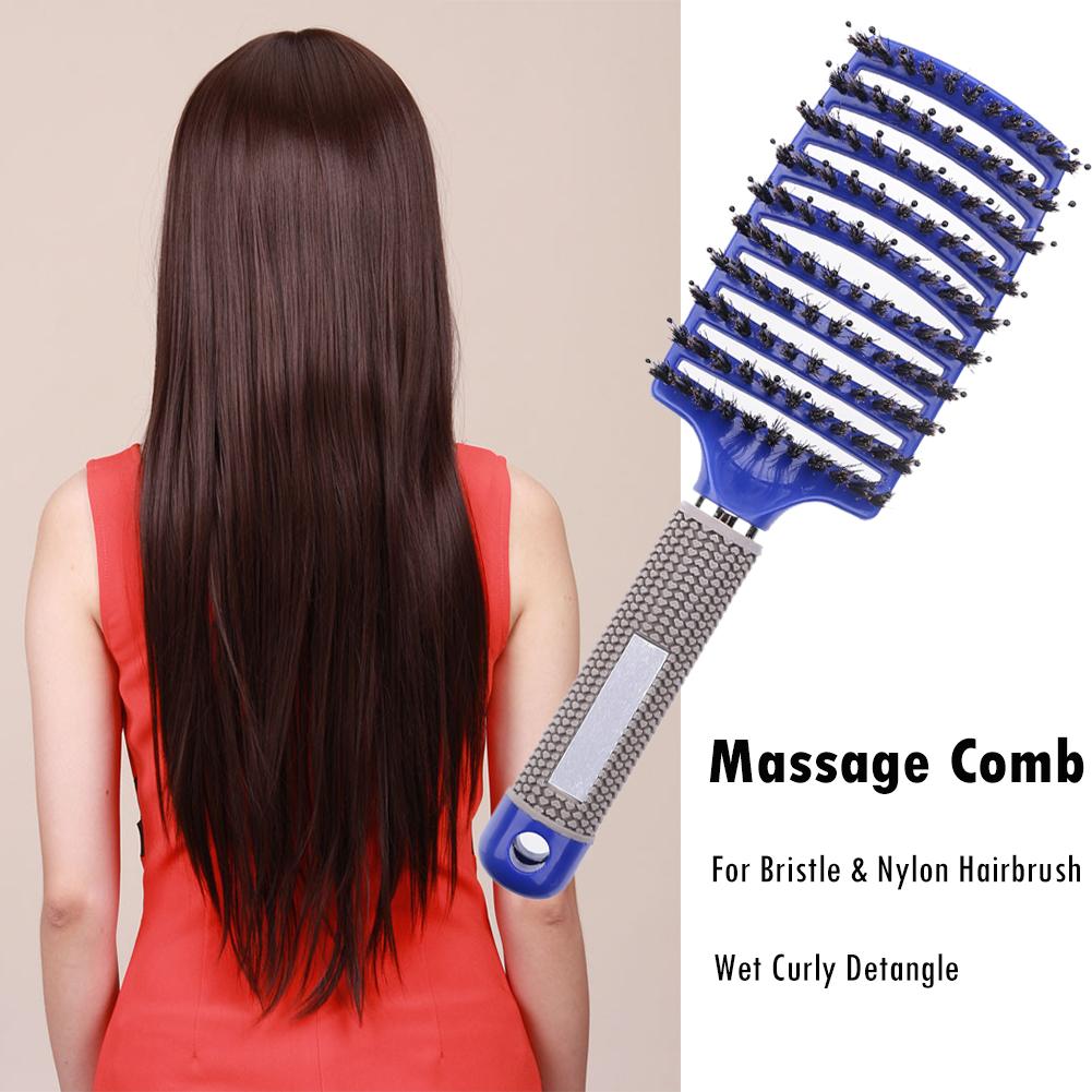 Meisjes Haar Hoofdhuid Massage Kam Haarborstel Varkenshaar Nylon Vrouwen Nat Krullend Ontwarren Haar Borstel Voor Salon Kappers Styling Tools